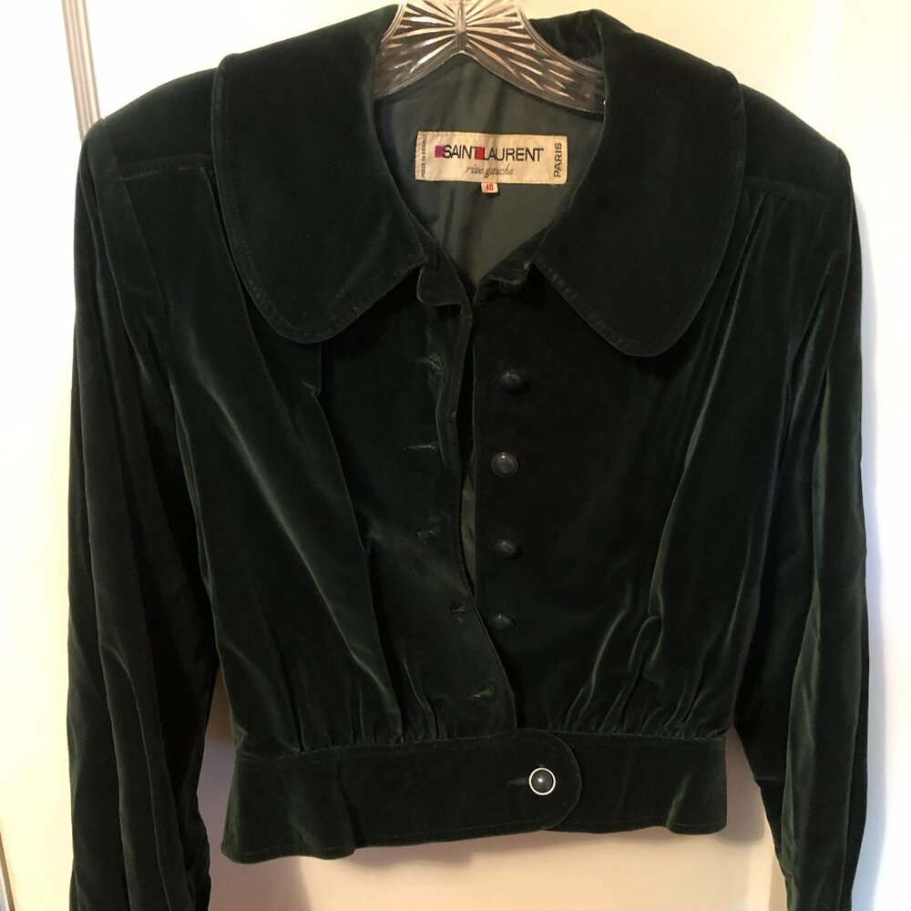 Vintage Yves Saint Laurent green velvet jacket